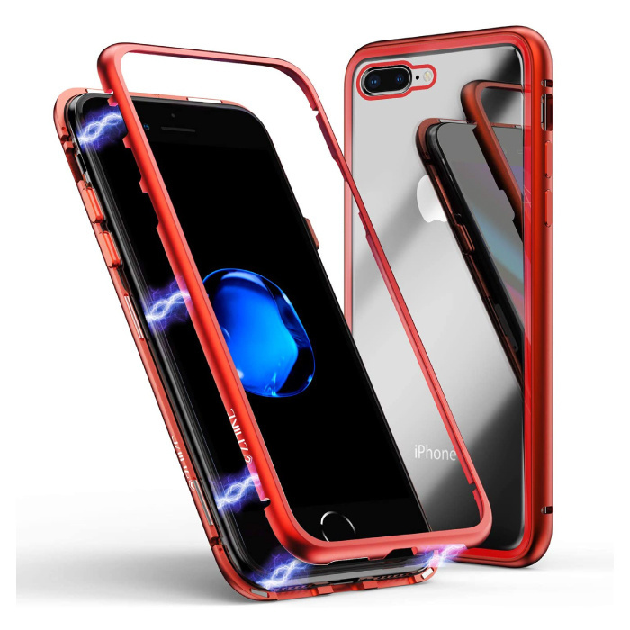 Stuff Certified iPhone 7 Magnetisch 360° Hoesje met Tempered Glass - Full Body Cover Hoesje + Screenprotector Rood