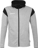 Uhlsport Squad 27 Jas Met Kap Kinderen - Donkergrijs Gemeleerd / Zwart | Maat: 140