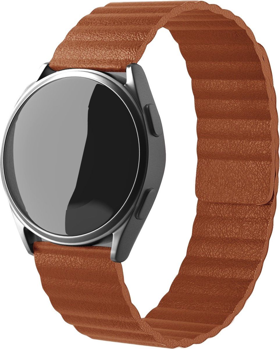 Strap-it Samsung Galaxy Watch 4 - 44mm leren loop bandje - bruin