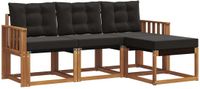 vidaXL Loungeset met 4 zitplaatsen, acacia hout, naturel en zwart