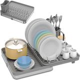 Égouttoir extensible (30cm - 53cm) avec porte-vaisselle - Égouttoir en acier inoxydable pour plan de travail de cuisine
