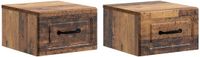 vidaXL Muurbevestigde Nachttafel Set van 2 Oud Hout 34,5 x 33 x 20 cm