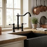 Aquanello Keukenkraan brug zwart witte hendel Heritage Manor BL-0010-HM