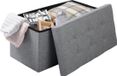 Banc de rangement moderne sans marque - Gris clair - Tissu - 76x38x38 cm
