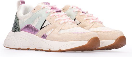 POSH by Poelman CAROCEL Dames Sneakers - Beige met combinatie