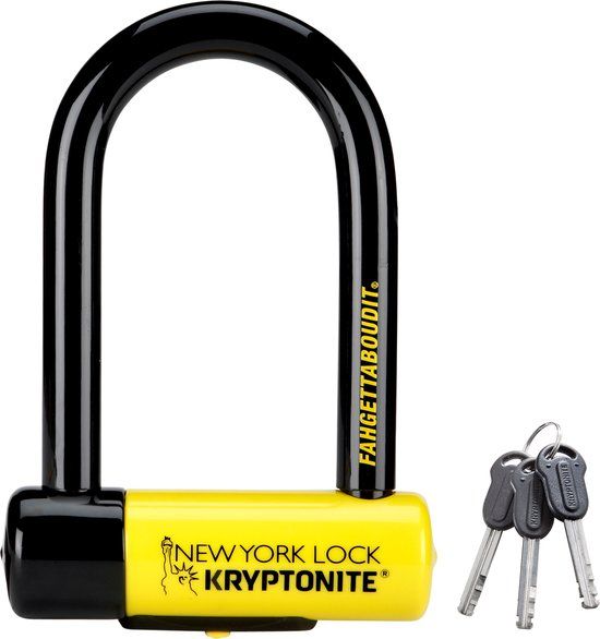 Kryptonite New York Fahgettaboudit Mini Beugelslot - Zwart - Fiets/Bromfiets/Wandelwagen