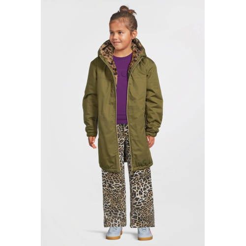 Me & My Monkey reversible lange jas groen/panterprint