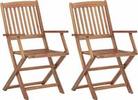 vidaXL Opklapbare stoelen, 2 stuks, massief acaciahout