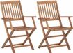 vidaXL Opklapbare stoelen, 2 stuks, massief acaciahout