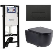 Geberit QeramiQ Dely Swirl Toiletset - Mat Zwart