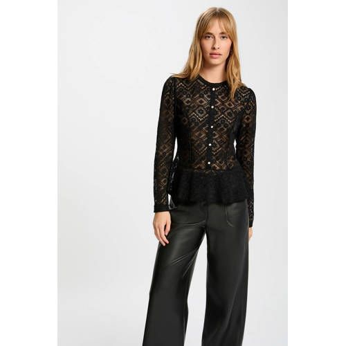 Morgan Morgan kanten peplum top zwart