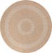 Carpetsale24 Tapis rond en peau de vache d'extérieur résistant aux intempéries tapis de cuisine imperméable tissage plat aspect sisal vintage pour balcon terrasse salon 160 cm rond