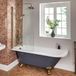 Hudson Reed Elton Baignoire d'angle gauche rétro semi-îlot – Gris pierre – 168,5 x 75 cm – Pare-baignoire or brossé – Pieds or brossé