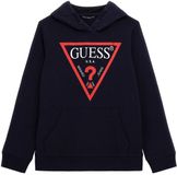 Guess Junior Hoodie Blauw Katoen Fleece Capuchon Logo 10 jaar
