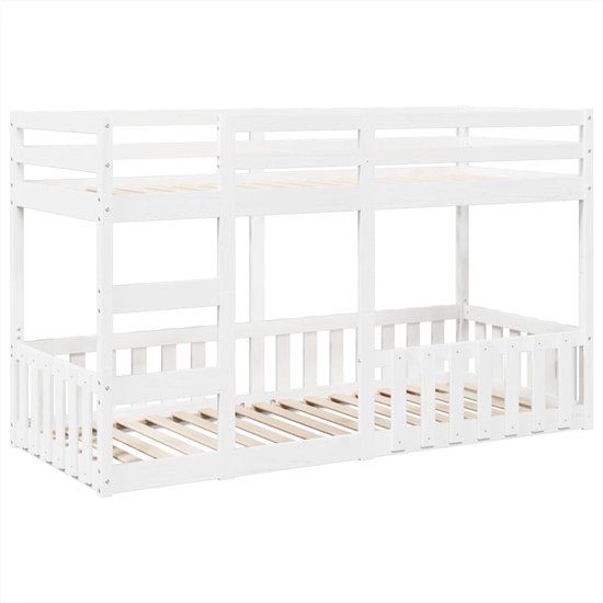 vidaXL Stapelbed massief grenenhout wit 80x200 cm