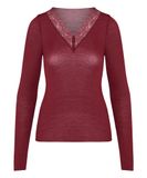 Hunkemöller super soft Kant V-Neck shirt met Cashmere Rood