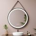 Miroir de bain rond avec éclairage, 60 cm, avec commande tactile, fonction anti-buée, 6500 Kelvin, noir