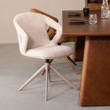 LABEL51 Eetkamerstoel Zurich - Naturel - Stof - Taupe Metalen Frame