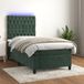 Maison Exclusive - Lit boxspring avec matelas et éclairage LED, vert foncé, 90x190 cm, velours