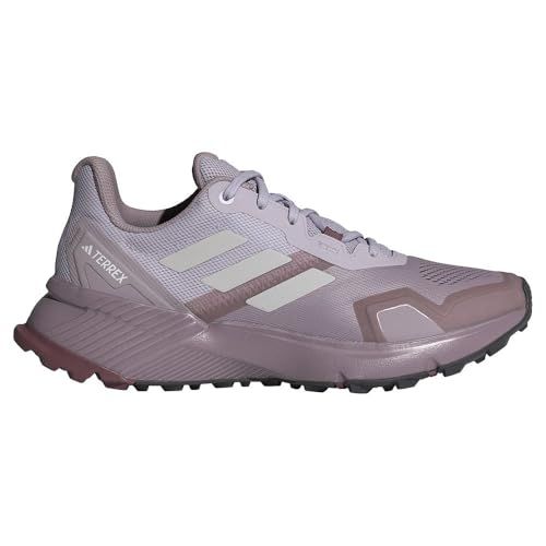 adidas Terrex Soulstride W - Dames Trailloopschoenen - Preloved Fig Grey One Quiet Crimson - Maat 39 1/3 EU