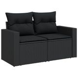 vidaXL 11-delige Loungeset met kussens, poly rattan, zwart