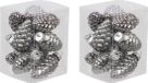Merkloos / Sans marque Othmar Decorations Bv 24x Dennenappel kersthangers/kerstballen titanium grijs van glas - 6 cm - mat/glans - Kerstboomversiering