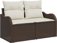 vidaXL Tuinbank met kussen polyrotan bruin 121 x 62 x 69 cm