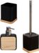5five Badkamer/toilet accessoires set 3-delig - zwart - bamboe - WC-borstel/tandenborstelhouder/zeeppompje