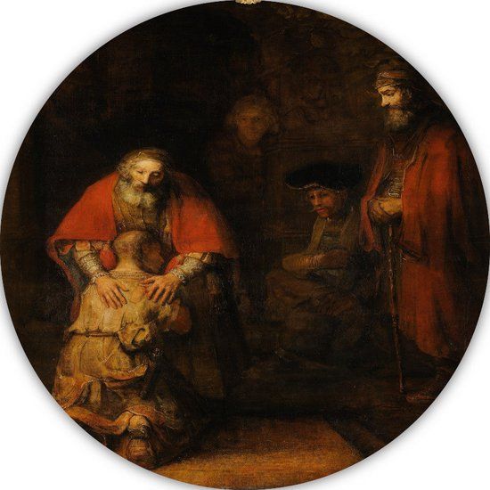 Merkloos / Sans marque Rembrandt van Rijn Muurcirkel - De terugkeer van de verloren zoon - 40x40 cm