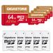 GIGASTONE 64GB Micro SD Card - 5-pack - 4K, UHS-I, A2, U3, V30