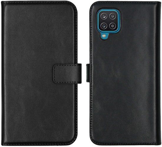Selencia Echt Leren Bookcase voor de Samsung Galaxy A12 - Zwart