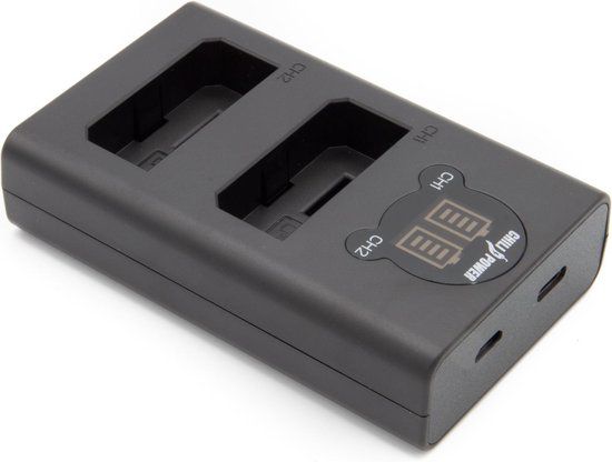 Chili Power ChiliPower dubbellader LP-E5 voor Canon - 2 accu's tegelijk laden - Zwart