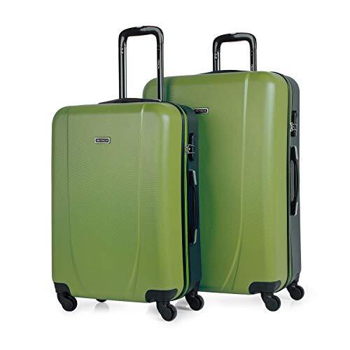 ITACA - Koffer Set - Koffers Set - Stevige kofferset 2 stuks - Reiskoffer Set. Set van 2 Trolley koffers (Middelgrote koffer en Grote Koffer). Kofferset Delige. Lichtgewicht koffe, Pistachet-antraciet