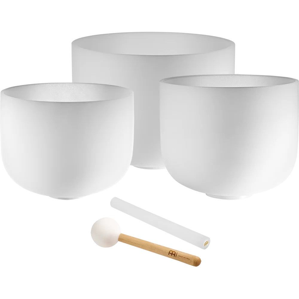 Meinl Sonic Energy White Frosted Crystal Singing Bowl Set (A4, F4, D4)