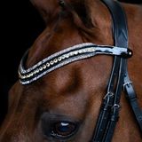 Imperial Riding IRH Maxima Hoofdband van leer met glazen strass-steentjes en stiftsluiting, olijfgroen, volledig