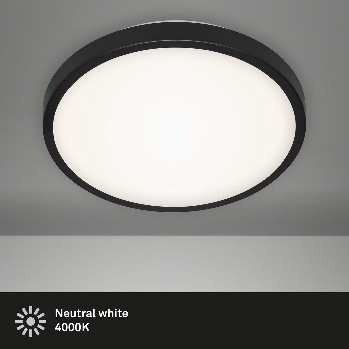 Briloner Leuchten MANNY Plafondlamp - LED - 12W - 1200lm - Ø29cm - Zwart