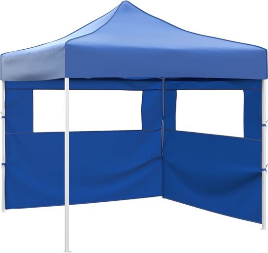 vidaXL Vouwtent met 2 wanden 3x3 m blauw