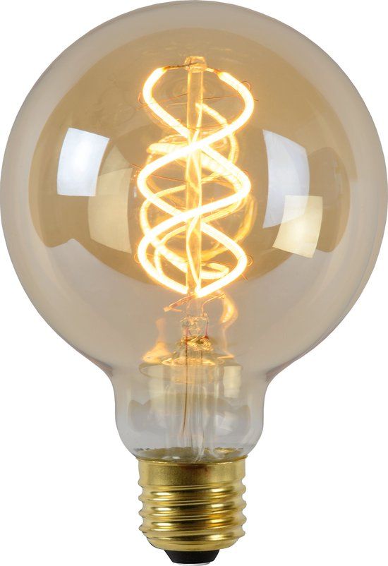 Lucide G95 LED Filament Lamp - E27 - 4.9W - 2200K - Amber - Ø 9.5 cm