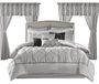 Icecat Ensemble de literie, 24 pièces, microfibre, gris, queen-size