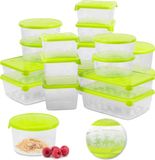 Icecat Kit de récipients alimentaires Récipients en plastique 17 pièces Récipients de congélation en kit avec couvercle Boîte de rangement
