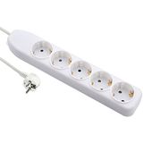 Electraline 51511 Stekkerdoos 5 Voudig, Kabel 1.5 M, Meervoudige Stekkerdoos, Tafelstekkerdoos, Wit