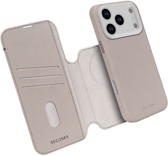 DECODED 2-in-1 Leren Detachable Wallet Hoesje Geschikt voor iPhone 17 Pro Max - Beige