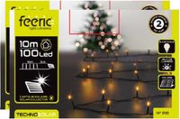 Feeric lights & Christmas 2x kerstverlichting - warm wit - 10 m - 100 leds - zwart snoer - op zonne-energie