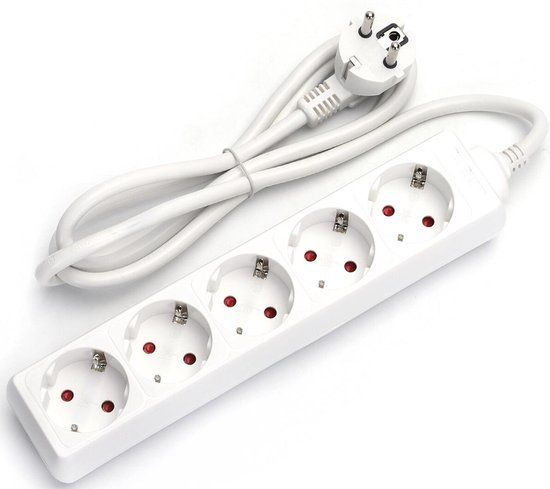 BES LED Stekkerdoos - Verlengsnoer - 5 Stopcontacten - 1.5 Meter - Wit
