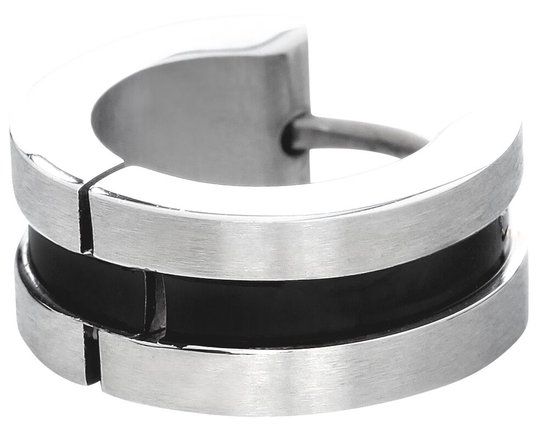 etNox Black Stripe Unisex Oorbel - Staal - Unisex