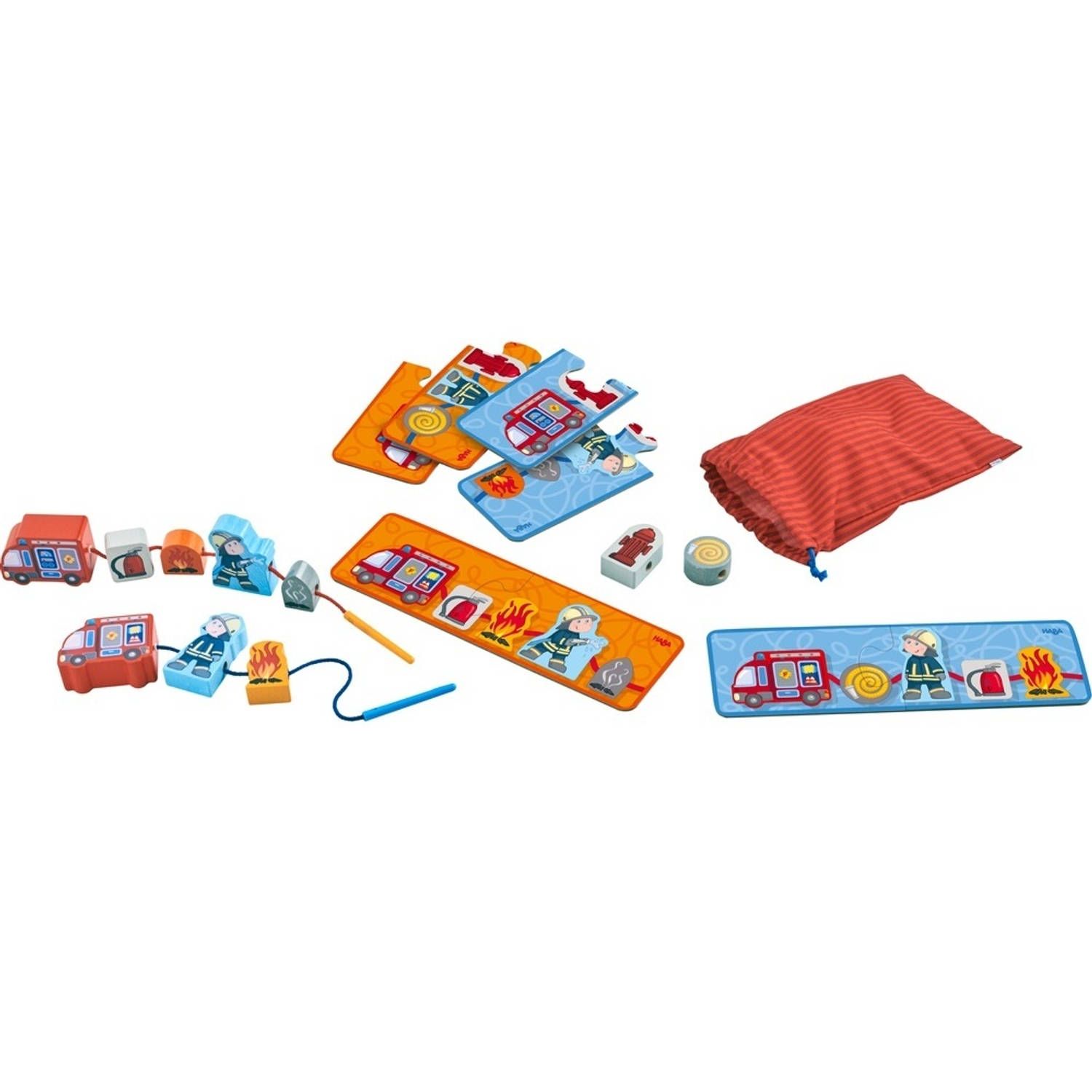 Haba Rijgspel Brandweer 22 cm - Hout - 4010168242842