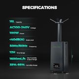 MH-Humidifier15 Humidificateur - 15 litres réservoir - Ultrasonique - Brume froide - Remplissage à 360° par le haut - 100 W - Adapté à la culture des plantes