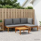 vidaXL 5-delige tuinmeubelset met natuurlijke kussens, tuinbank, modulair design, gemakkelijk te reinigen, comfortabele ontspanningshoek, om van je terras te genieten