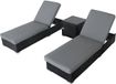 Rotan daybed set - noir - x 2 daybeds - incl. table à fermeture