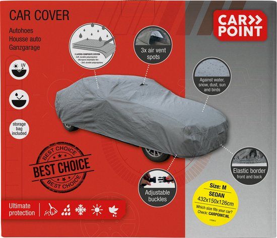Carpoint Autohoes Ultimate Protection M 432x150x126cm - Universeel - Grijs
